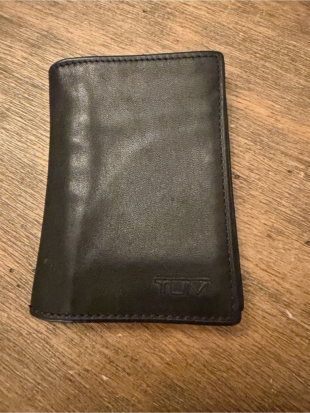 tumi black card holder leather